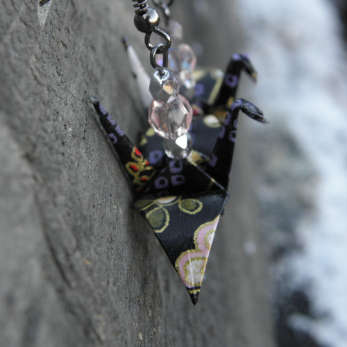 Jeřáb - origami náušnice — foto 1