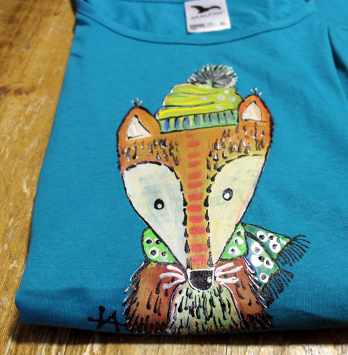 Malované triko velikost na obj. S LIŠKOU XS-XXL