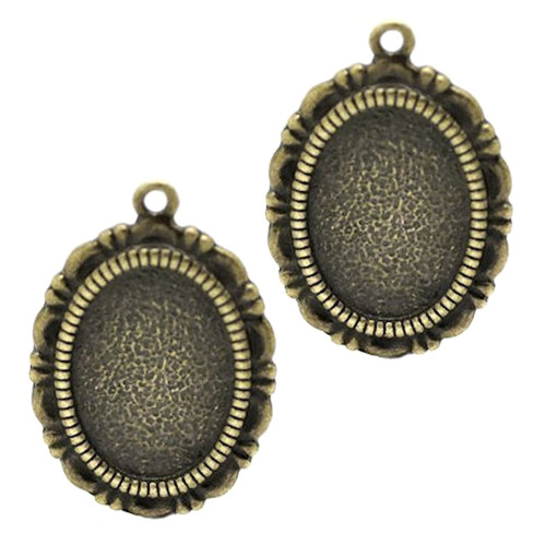 Bronzový přívěsek s lůžkem 18x13 mm, 2 kusy
