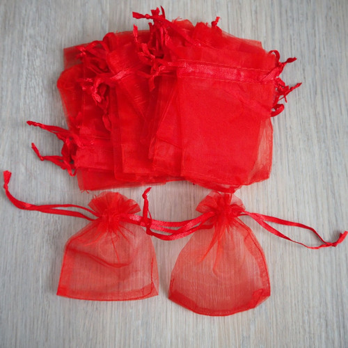 Červený pytlíček organza