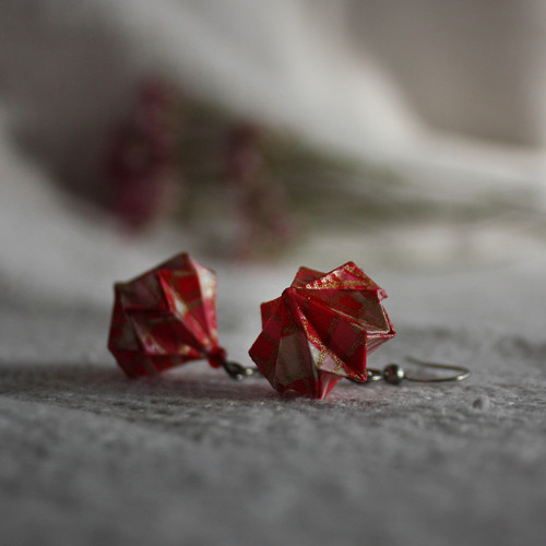 Lehoučké origami náušnice – červánkové
