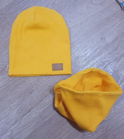 Podzimní set - nákrčník + čepička kari