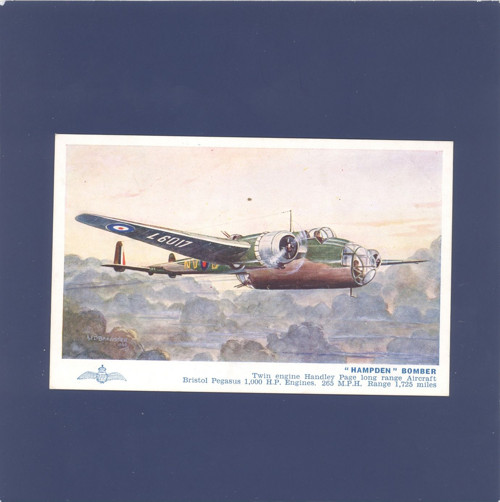 Letadlo Hampden Bomber - pohlednice