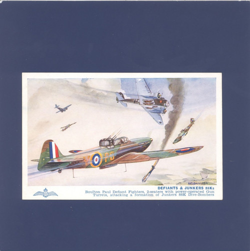 Letadlo Defiants a Junkers 88Ks - pohlednice