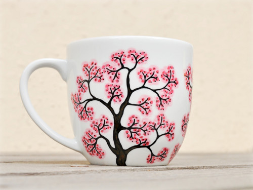 Maľovaný hrnček - Sakura 350 ml — foto 1