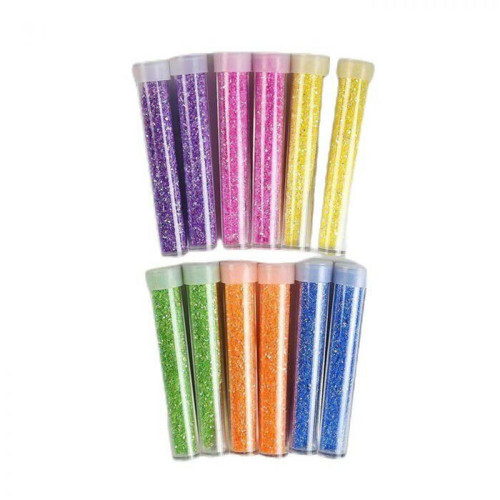 Třpytky (sada 12 ks) „shine Pastel“ v tubě jsou 3