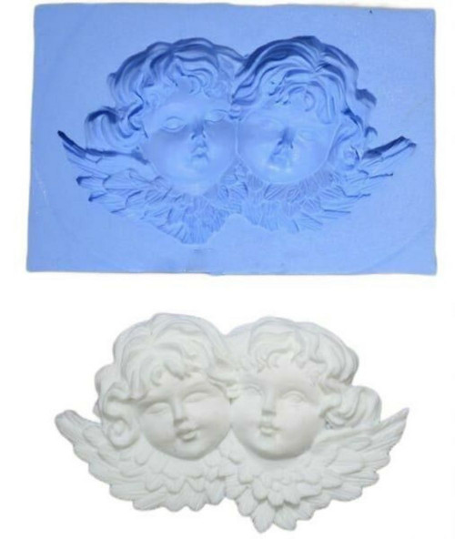 3D silikonová formička - 2 andílci, rozměry 70 mm