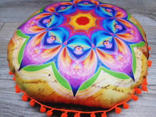 Hezký Dárek! Kulatý Polštářek-Mandala-Průměr 35Cm