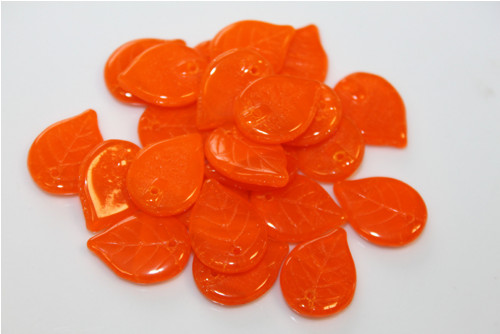 Lístečky - 18/13mm - oranžový opál - 5ks