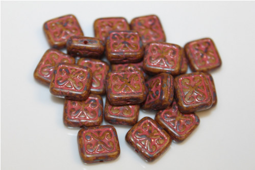 Čtverec- 12mm- hnědý/mat/travertin/růž.zátěr- 5ks