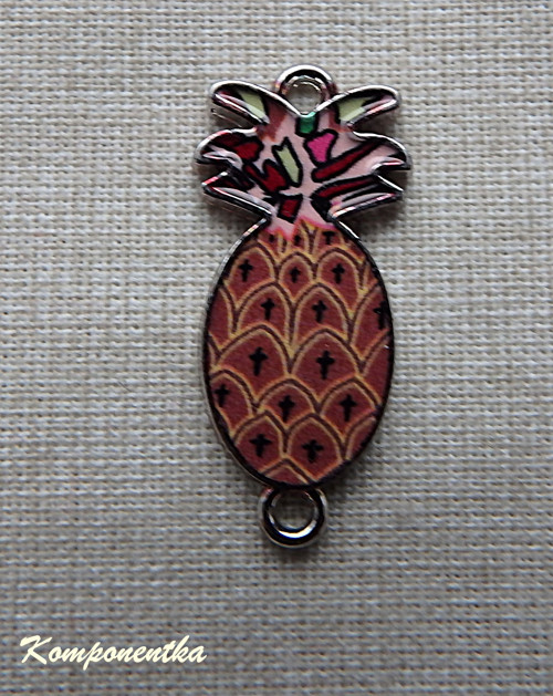 Smaltovaný přívěšek ananas 22x13mm 1kus