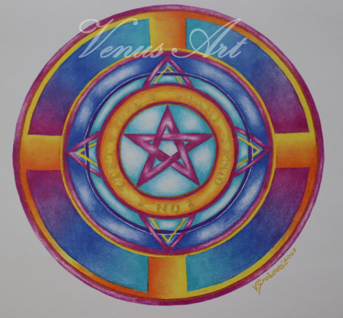Originál mystická mandala Pečeť archandělů
