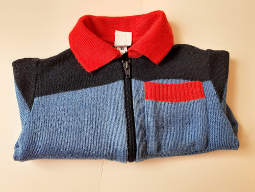 Dětský retro svetřík modro-červený