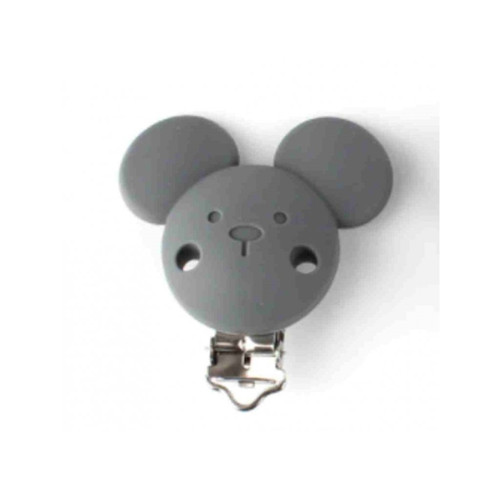 Klip na dudlík silikonový MICKEY (1ks) - tm. šedá