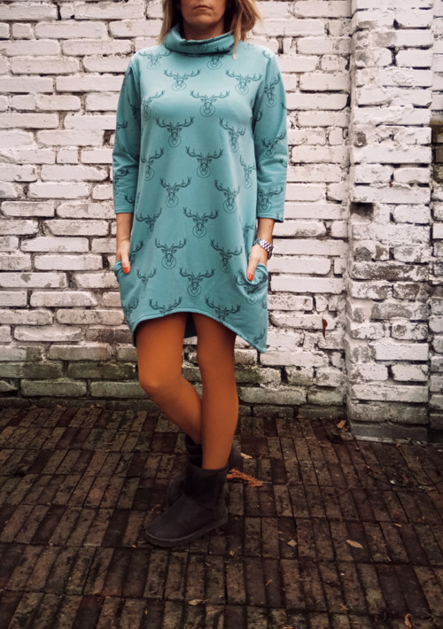 Deer světlé petrolejové- oversized,kapsy — foto 1