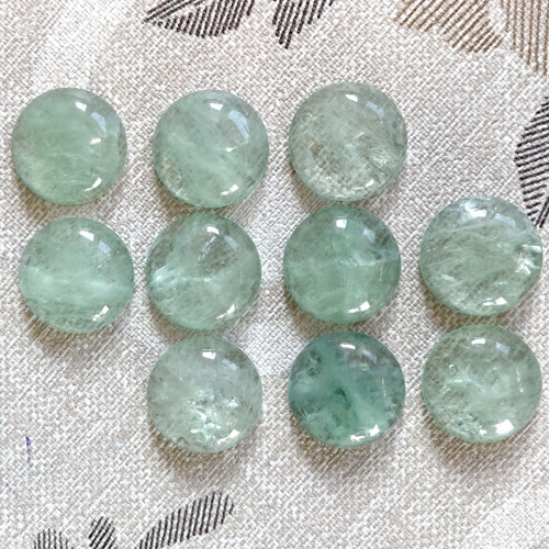 Fluorit zelený kabošon kruh 18mm