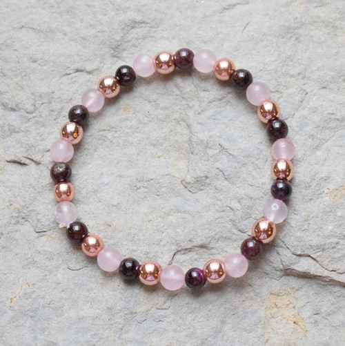 Růženín, hematit rose gold a granát