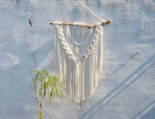 Macramé Krémové Geometry Xxl