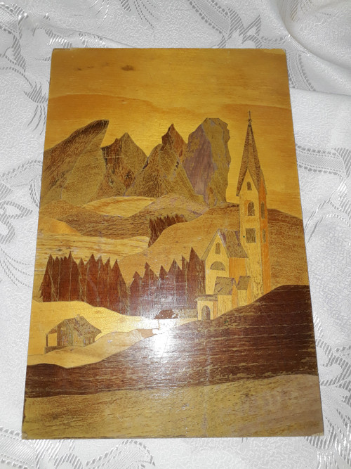 Starý dřevěný obrázek (lepená dýha)