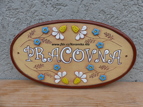 Oválná cedule ,,PRACOVNA" / na obj.