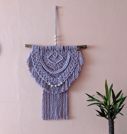 Macramé Boho záves svetle fialový