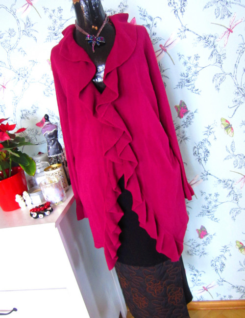 Kardigan boho fuchsiový — foto 1