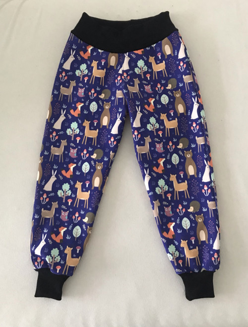 Softshellové kalhoty/ ZVÍŘÁTKA NA MODRÉ