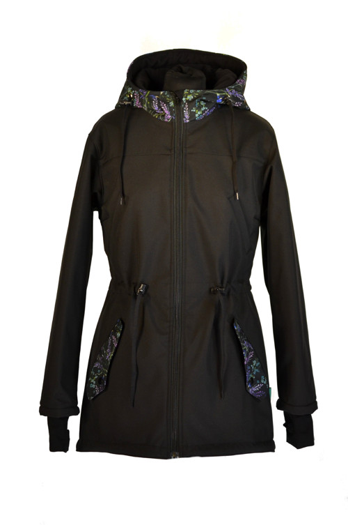 Softshellová parka-černá / bylinky