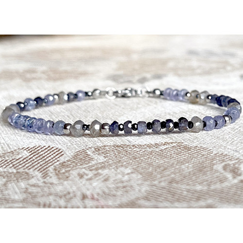 Luxusní náramek labradorit, spinel, iolit,tanzanit