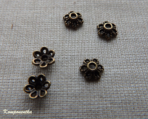 Kaplíky/ korálky starobronz 5x5mm 6kusů