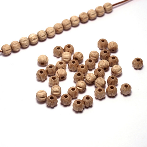 Dřevěné korálky Kuličky vroubky 6mm (cena 50 ks)