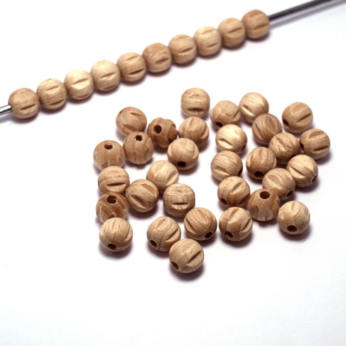 Dřevěné korálky Kuličky vroubky 8mm (cena 40 ks)