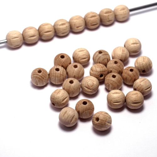 Dřevěné korálky Kuličky vroubky 10mm (cena 30 ks)