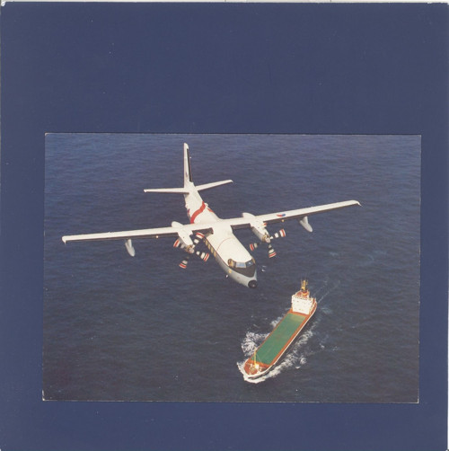 Letadlo F-27 a loď - pohlednice