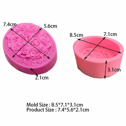 3D silikonová formička - růže, oválné, rozměry
