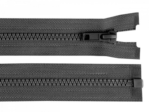 Kostěný zip šíře 5 mm délka 45 cm - tm. šedá