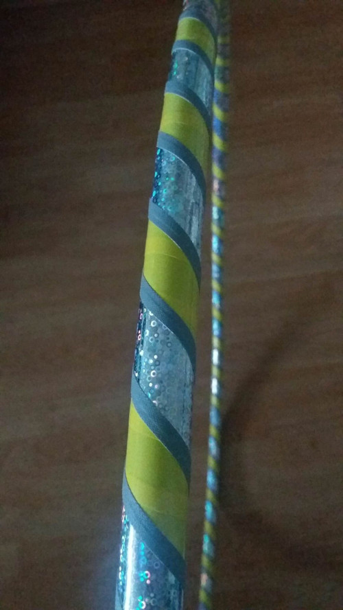 Obruč na hooping stříbrno-žluto-šedá 90 cm SLEVA!