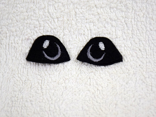 Vyšívané oči černé s jiskrou 3x2cm 1 pár