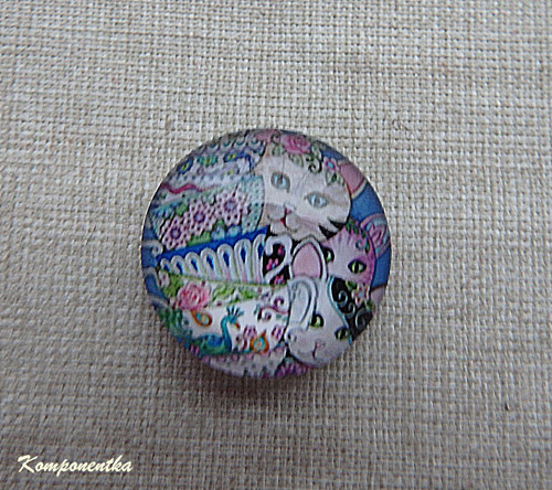 Skleněný kabošon s kočičkou 20mm 1kus