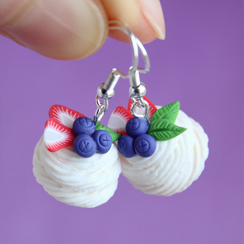 Pavlova (fimo náušnice dezert) — foto 1