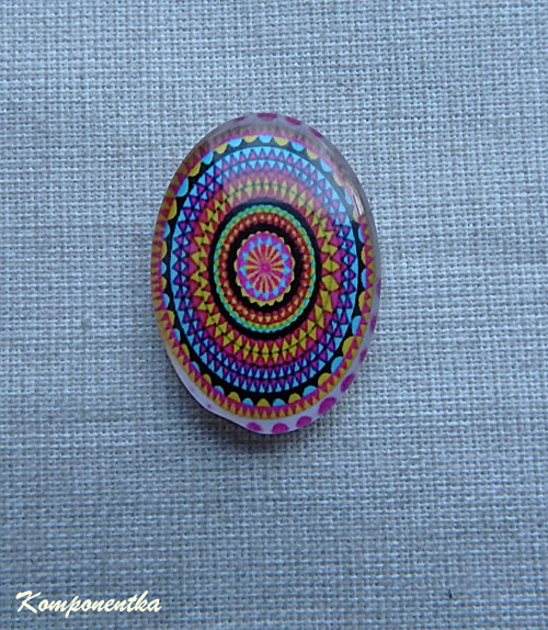 Skleněný kabošon s mandalou 25x18mm 1kus