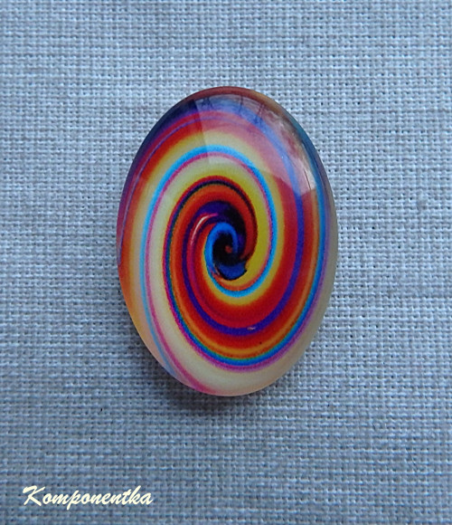 Skleněný kabošon se spirálou 25x18mm 1kus