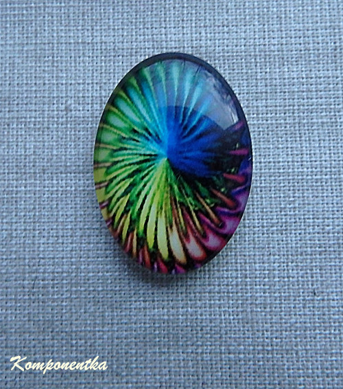 Skleněný kabošon se spirálou 25x18mm 1kus