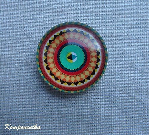 Skleněný kabošon s mandalou 20mm 1kus