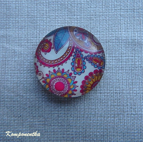 Skleněný kabošon s ornamentem 20mm 1kus