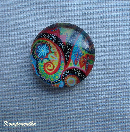 Skleněný kabošon s ornamentem 20mm 1kus