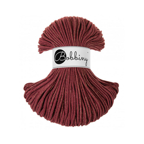 Bobbiny Junior 3mm - divoká růže / zlatá nit - 4m