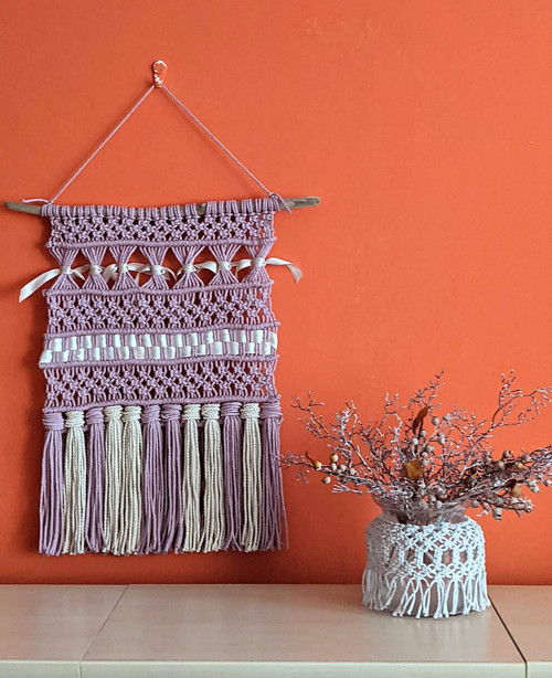 Macramé Boho záves lila