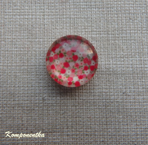 Skleněný kabošon s růžičkama 12mm 1kus