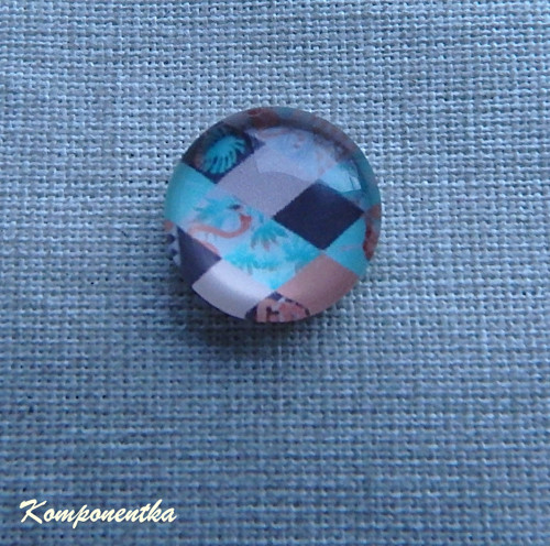 Skleněný kabošon s plameňáky velikost 12mm
